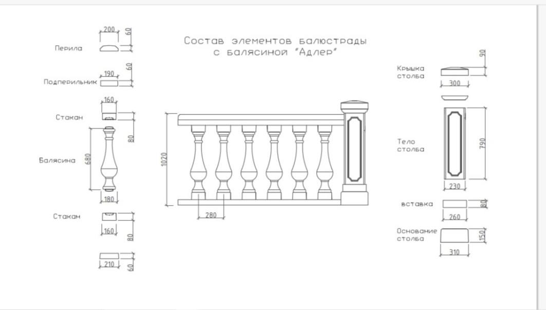 Балясина Адлер из бетона (68см) 5 Балясина Адлер из бетона (68см) — изображение 5